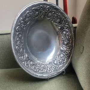Wilton Armetale Serving Bowl, Size Large, Pewter Floral